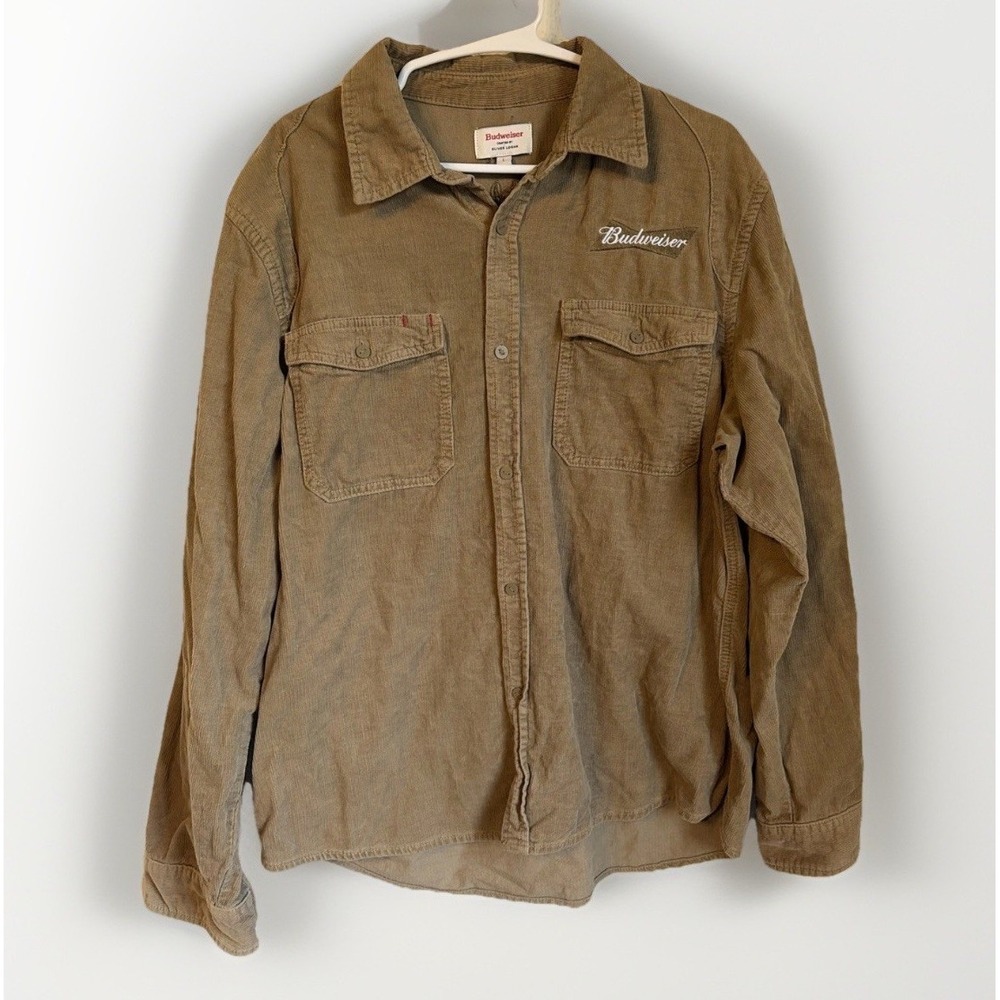 Oliver Logan Budweiser Embroidered Retro Courdery Button Down Shirt Mens Large